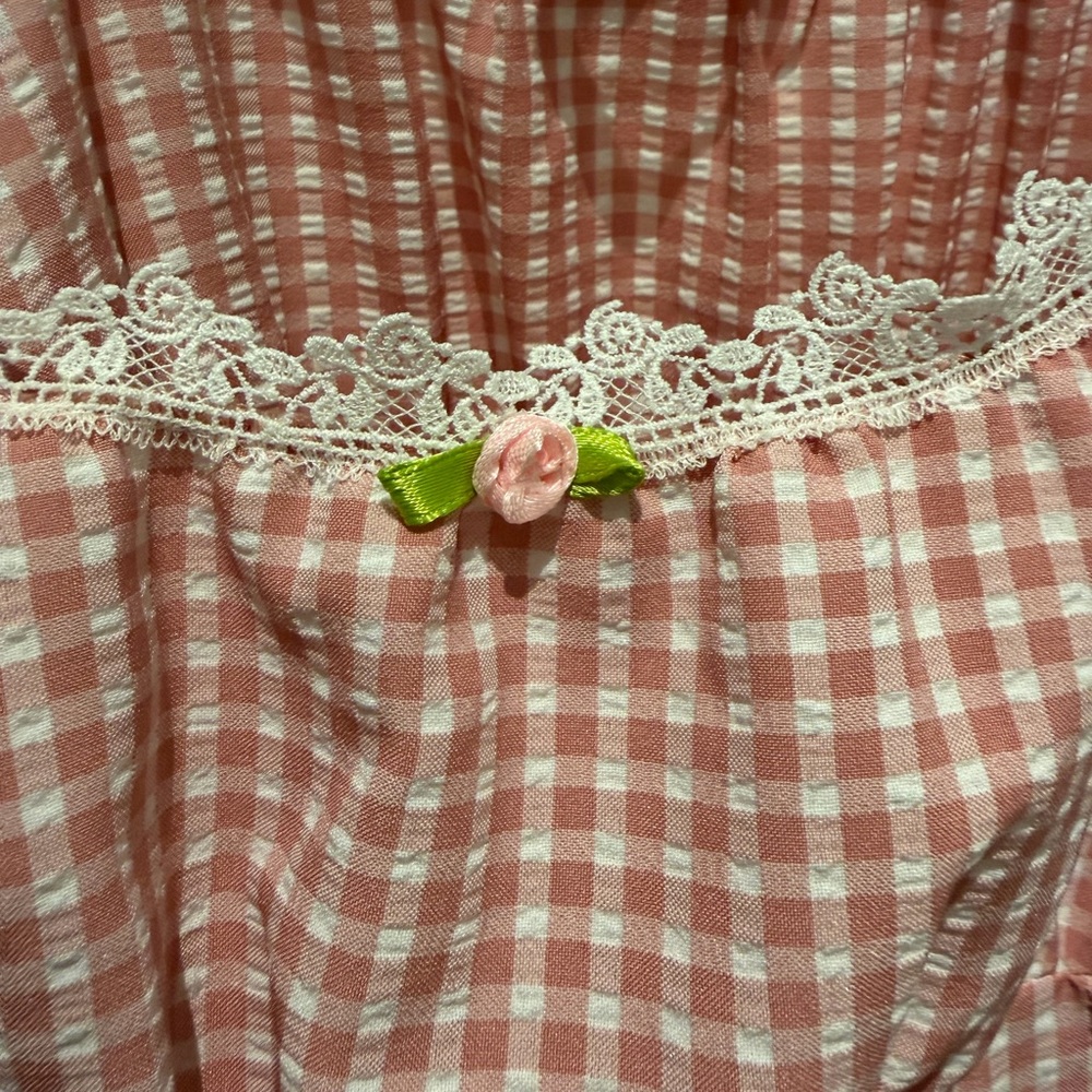 Miss Selfridge Pink Gingham Puff Sleeve Mini Dress - Picture 8 of 9
